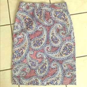 J.crew pencil skirt no 2 size 6 paisley print